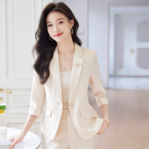Women's Casual Suit Set Three Quarter Sleeve Summer Breathable Office Lady Formal Wear - Product Image 2