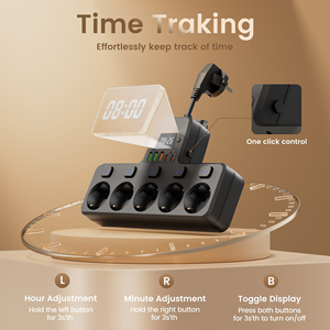 Multipresa Elettrica Intelligente Portatile <span class=keywords><strong>con</strong></span> 5 Prese AC Indipendenti, Porta USB e <span class=keywords><strong>Orologio</strong></span> - Product Image 2