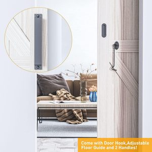8 FT Kit perangkat keras pintu geser hitam tugas berat instalasi tenang halus 2 pegangan kait mudah bentuk J jendela - Product Image 2