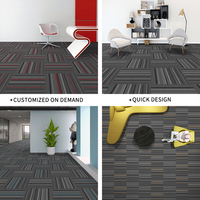 Dalles de moquette commerciales à rayures carrées, en polypropylène avec support non tissé, pour bureaux, revêtement de sol modulaire