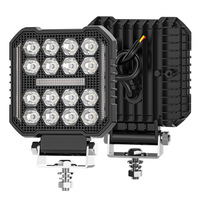 Phare de travail LED carré de 4 pouces, 16 LED, 4x4, blanc ambre, triple barre d'accentuation, lampe de conduite tout-terrain étanche pour camion, SUV, VTT, Jeep