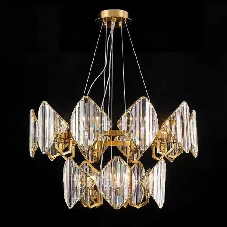 Luminária suspensa com pingente de cristal, design de decoração de sala de estar, casamento, lustre