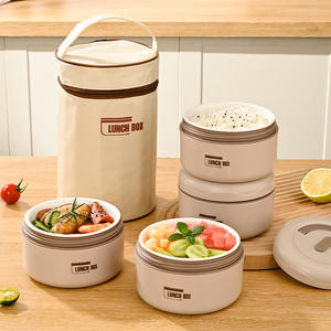 กล่องอาหารกลางวันเซรามิกฝาปิดแบบกลมภาชนะบรรจุอาหารแบบพกพาสำหรับเด็กกล่องเบนโตะสีทึบ - Product Image 3