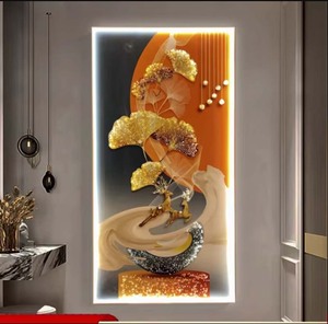 Decoración Moderna de Lujo para el Hogar, Arte Digital Colgante para la Entrada, Impresión en Lienzo de Diamantes en Aleación de Aluminio con LED, Ecológico - Product Image 4