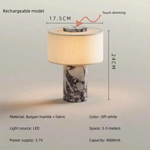 Lampe de bureau de luxe haut de gamme en marbre travertin Bulgari, luminaire artistique créatif pour chambre à coucher, avec un design élégant pour table de salon - Product Image 6