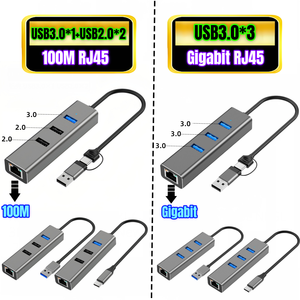 2 in 1 <strong>USB</strong> C <strong>to</strong> <strong>Ethernet</strong> <strong>Adapter</strong> Type <strong>USB</strong> A + Type-C <strong>to</strong> 3 Ports <strong>USB</strong> 3.0 2.0 HUB With RJ45 <strong>LAN</strong> 100M Gigabit <strong>Ethernet</strong> <strong>Network</strong> Card - Product Image 2
