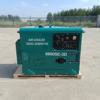 Générateur diesel silencieux à économie d'énergie 6KW, refroidi par air, 50/60Hz, 3000 tr/min, alternateur 100% cuivre, efficacité 99% pour la maison