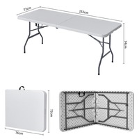 Table et chaises pliantes en métal et plastique blanc de haute qualité pour 6 à 8 personnes, idéales pour les événements et les fêtes de jardin
