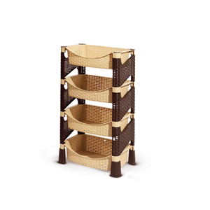 Custom Color 4 Tier Rattan <b>Kitchen</b> <b>Storage</b> Rack Durable Multi Layer Shelf Organizer for Pantry <b>Cupboard</b> Use - Product Image 1
