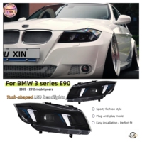 Nouveaux phares LED TOPxin 6000K 6000 lumens 12V avec lentille laser, feux de jour DRL et clignotants, Plug-and-Play pour BMW Série 3 E90 2005-2012