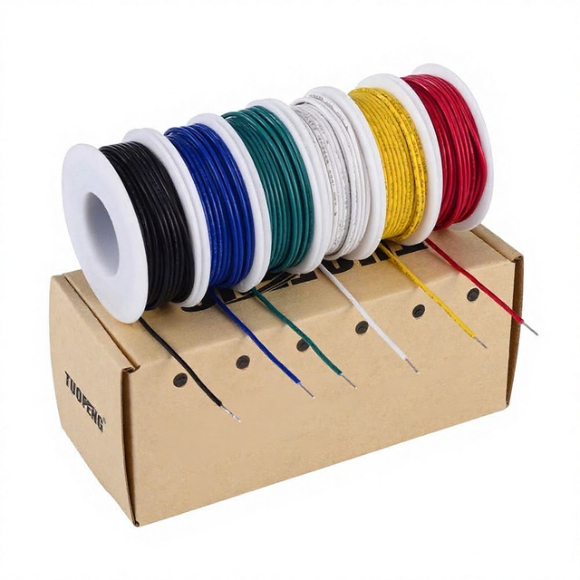 TUOFENG 22 AWG Solid Core Hookup Wire 6 Different Colored Breadboard Wires 30ft Each PVC Electronic Wire for Made China