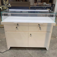 Meuble Vitrine Moderne Blanc pour Bijoux et Téléphones Portables, Vitrine Multifonctionnelle en Verre