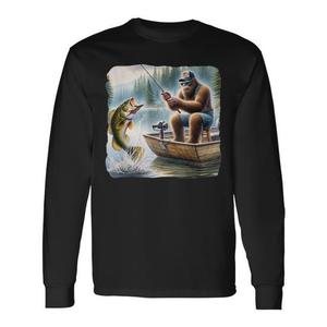 Camiseta de manga larga para pescador de lubina de verano Bigfoot Fishing Sasquatch - Product Image 1
