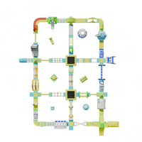 Plateforme gonflable combinée d'aventure intérieure/extérieure sur mesure pour parc aquatique et aire de jeux