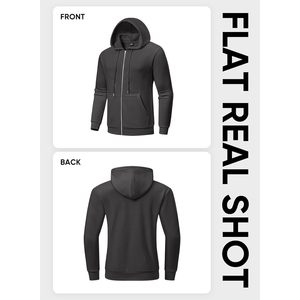 Sudaderas con capucha informales de algodón con cordón para hombre 2025, forro polar con cremallera completa con función anticontracción, sudadera corta con estampado de pantalla y patrón sólido - Product Image 1