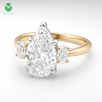 Bague de mariage classique en or 18 carats Betterstar personnalisée, certifiée IGI, diamant de laboratoire HPHT CVD taille poire, trois anneaux de fiançailles pour femme