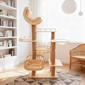 <span class=keywords><strong>Arbre</strong></span> <span class=keywords><strong>à</strong></span> <span class=keywords><strong>chat</strong></span> multi-niveaux en bois avec poteaux <span class=keywords><strong>à</strong></span> gratter en sisal et plateformes de observation en tissu acrylique pour chats d'intérieur - Product Image 1