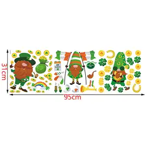 Adesivo de festa personalizado para o Dia de São Patrício, personagens de desenhos animados irlandeses, decoração de festa, brinquedos para casa, adesivo de janelas