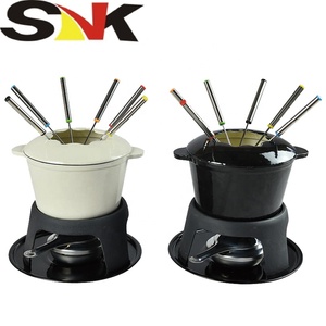 Juego de <span class=keywords><strong>fondue</strong></span> de chocolate con queso, gran oferta, <span class=keywords><strong>olla</strong></span> de <span class=keywords><strong>fondue</strong></span> de <span class=keywords><strong>hierro</strong></span> fundido de Color rojo - Product Image 1