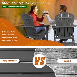 Chaises Adirondack en résine <span class=keywords><strong>plastique</strong></span> noire antirouille pour jardin, chaises de foyer extérieur - Product Image 6