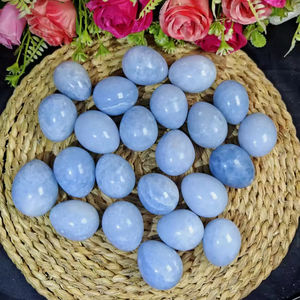 Œuf ovale en cristal de calcite bleue de haute qualité en gros, pierre de guérison spirituelle Reiki pour la décoration de Pâques et cadeau d'anniversaire - Product Image 2