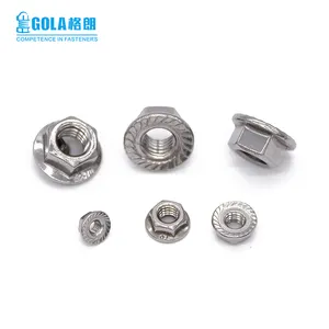 Din6923 316 Stainless steel plain hexagon head nut with flange serrated