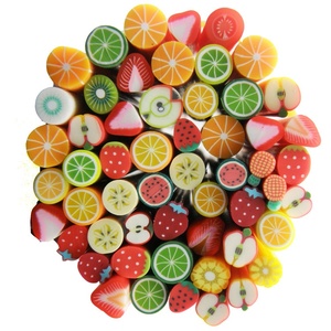 De dibujos animados 3D de arcilla de polímero de fruta torta de corazón <span class=keywords><strong>Bar</strong></span> decoración del arte del clavo de sandía fresa limón suave de arcilla de polímero - Product Image 1