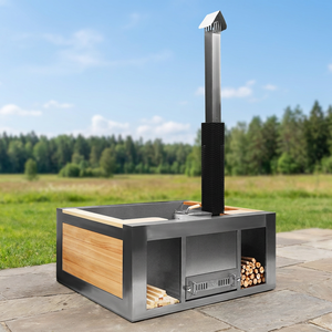 Vapasauna pour 5-6 personnes, bain à remous extérieur chauffé au bois pour jardin, villa, resort, <span class=keywords><strong>camping</strong></span>, chauffage rapide en 50 minutes, autoportant - Product Image 1