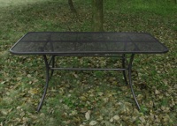 Table de salle à manger d'extérieur rectangulaire en métal pour le jardin Revêtement en poudre Pelouse Noir
