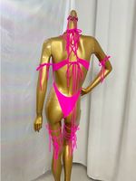 Maillot de bain de carnaval brésilien pour femme, ensemble bikini orné de strass et cristaux, fait main, tenue de Jouvert, Festival Rave