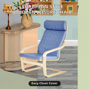 Silla de Madera Maciza de Estilo Europeo con Funda Extraíble, Mueble Moderno y Cómodo para Sala de Estar, Dormitorio, Hotel - Product Image 2
