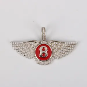 Latest fashion hip hop jewelry 925 sterling silver bird wing diamond pendant