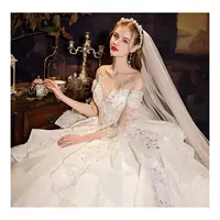Nuovi arrivi abito da sposa abiti da sposa di lusso in cristallo monospalla semplice abito da sposa champagne grande coda abito da sposa da sposa