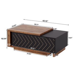 <span class=keywords><strong>Table</strong></span> basse extensible réglable de 42 <span class=keywords><strong>à</strong></span> 65 pouces de longueur, <span class=keywords><strong>table</strong></span> d'appoint réversible avec rangement central, pour salon, appartement, maison - Product Image 6