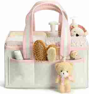 Organizador de Almacenamiento Portátil <span class=keywords><strong>para</strong></span> Guardería, de Fieltro Blanco y Algodón, con Asa, <span class=keywords><strong>para</strong></span> Bebés Niñas y Niños, Fácil de Transportar, <span class=keywords><strong>para</strong></span> Pañales y <span class=keywords><strong>Cambiador</strong></span> - Product Image 3