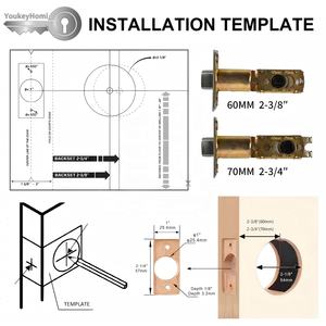 YoukeyHomi ホットセール プレミアム亜鉛合金製 多機能玄関キー付き プライバシー/通路用 ダミー角型ドア ナックルハンドルロック - Product Image 6