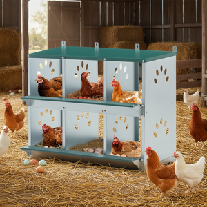 Nido para Gallinas de 6 Compartimentos, Acero Galvanizado, Fácil de Montar, Carcasa Metálica Resistente para Uso en Granjas Avícolas - Product Image 2