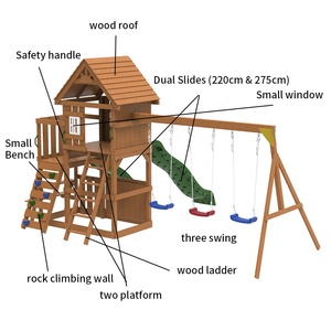 Speeltoestellen Commerciële Tuin Achtertuin School Houten Speelhuis Buitenspeeltuin Houten Schommel - Product Image 3