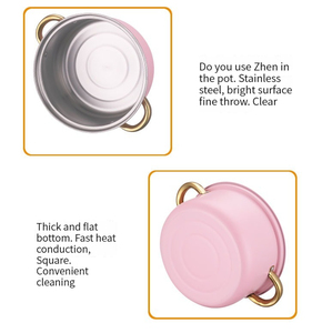 جنوب شرق آسيا أفريقيا الأكثر مبيعاً الفولاذ المقاوم للصدأ 10 أواني الطبخ بمقبض ذهبي كسرول مطبخ Juollas - Product Image 3