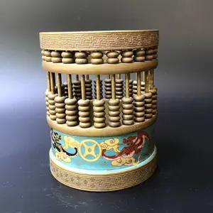 Pure copper Cloisonne copper pen holder Round pen holder Copper abacus pen holder Meticulous calculation exquisite office study