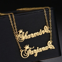 Collier de plaque signalétique de haute qualité bijoux personnalisés en acier inoxydable lettre en or 18 carats collier de nom personnalisé