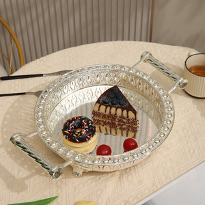 Bandeja de fruta redonda de lujo europea con asa Exhibición de fruta elegante y almacenamiento de alimentos para fiestas para decoración del hogar - Product Image 2