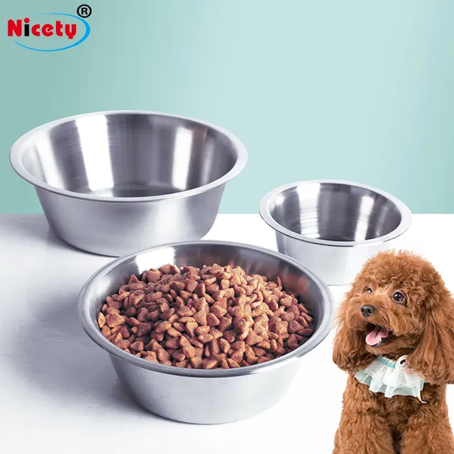 NICETY Grosir Mangkuk Air Anjing Peliharaan Baja Tahan Karat Portabel Mangkuk untuk Anjing