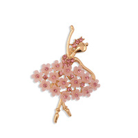 Broche tendance : Danseuse de ballet avec jupe fleurie et strass – Accessoire de mode pour vêtements
