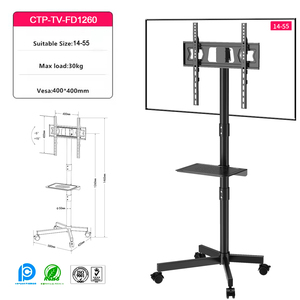 Economical Modern Rolling Height Adjustable Portable Mobile <strong>TV</strong> Trolley Cart <strong>Pedestal</strong> <strong>Stand</strong> With Wheels Rotate - Product Image 3