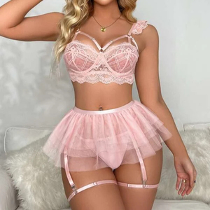 King Mcgreen Star Set Intimo Sexy da Donna in Pizzo Trasparente con Giarrettiera e Volant Due Pezzi Alta Qualità <span class=keywords><strong>Vendita</strong></span> Calda - Product Image 1