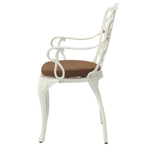 jardin blanche <span class=keywords><strong>3</strong></span> places chaises meubles patio extérieur café fonte d'aluminium 4 pièces ensemble de salle à manger avec coussin - Product Image 4