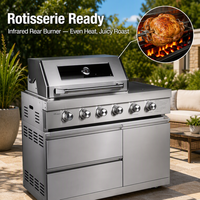 Ensemble de barbecue d'extérieur personnalisé en acier inoxydable avec îlot de rangement, évier et réfrigérateur pour les fêtes de famille dans la cour