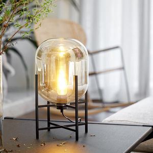 Postmoderne créatif minimaliste designer hiver melon <span class=keywords><strong>verre</strong></span> lampadaire nord européen vent chambre chevet hôtel lampadaire - Product Image 3