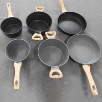 Set Peralatan Masak Aluminium Anti Lengket Lapisan Granit Siap Kirim Gagang Kayu 10pcs Set Peralatan Masak Induksi